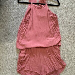 Coral Color shorts romper